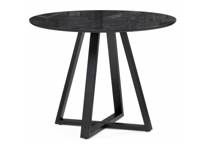 Стол стеклянный Норфолк 100 черный мрамор / черный (100x78). 