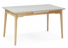Керамический стол Halmar 140(180)x80 белый спеченный камень / светлое дерево (80x77,5)