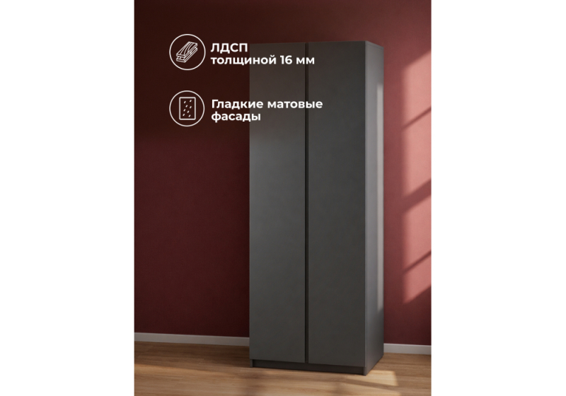 Шкаф Кассий 80 2-х ств графит (80x52x223,6)