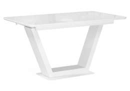 Стол стеклянный Иматра 140(180)х80х75 белый / белая шагрень (80x75)