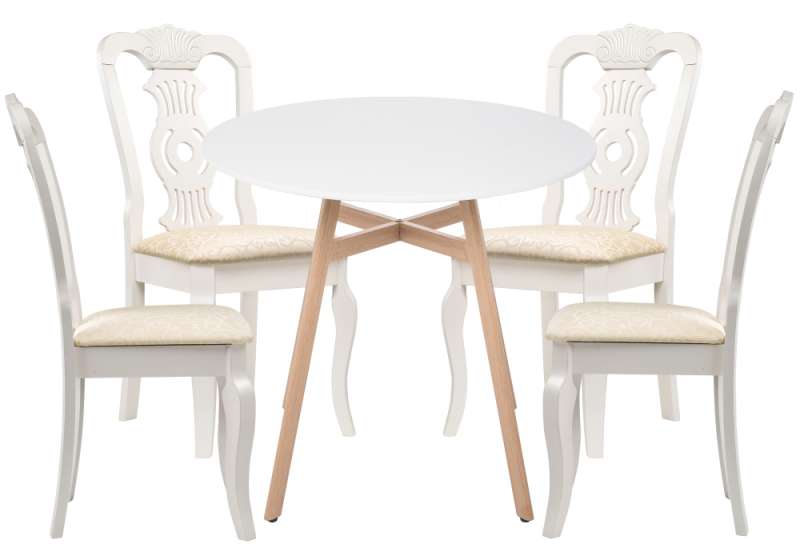 Обеденная группа Номиа 80 white / wood (). 